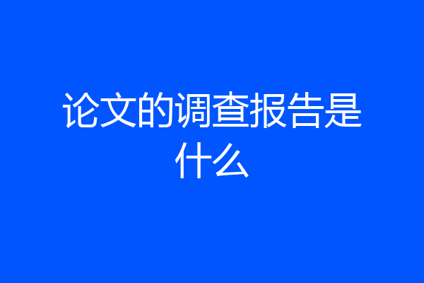 论文的调查报告是什么