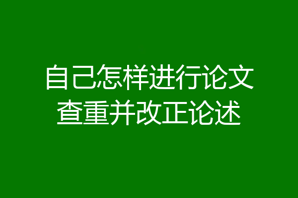 自己怎样进行论文查重并改正论述