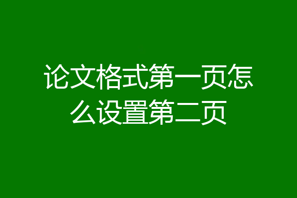 论文格式第一页怎么设置第二页