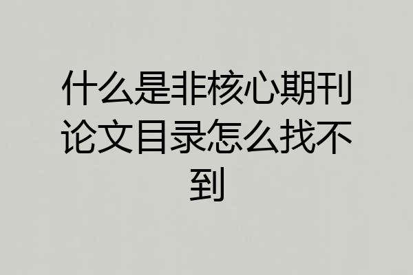 什么是非核心期刊论文目录怎么找不到