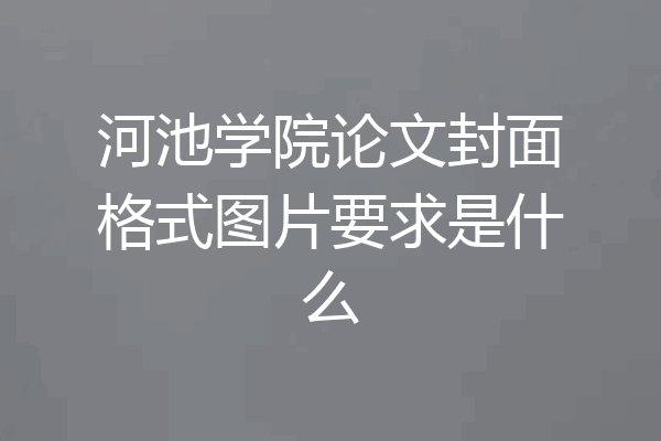河池学院论文封面格式图片要求是什么