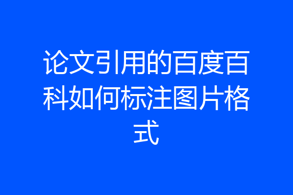 论文引用的百度百科如何标注图片格式