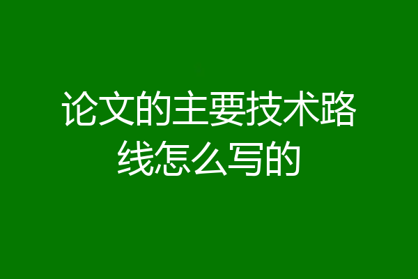 论文的主要技术路线怎么写的