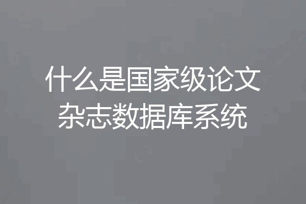 什么是国家级论文杂志数据库系统