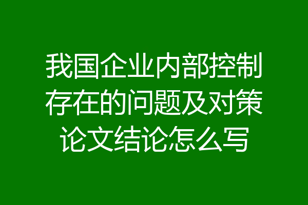 我国企业内部控制存在的问题及对策论文结论怎么写