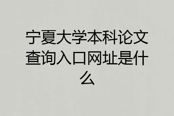 宁夏大学本科论文查询入口网址是什么