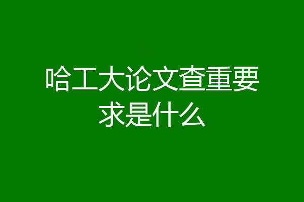 哈工大论文查重要求是什么
