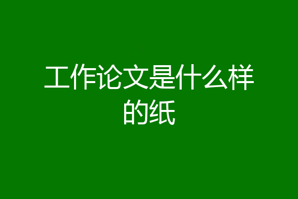 工作论文是什么样的纸