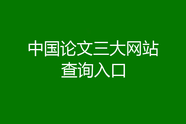 中国论文三大网站查询入口
