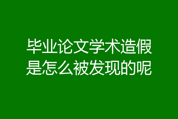 毕业论文学术造假是怎么被发现的呢