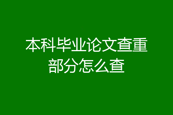 本科毕业论文查重部分怎么查