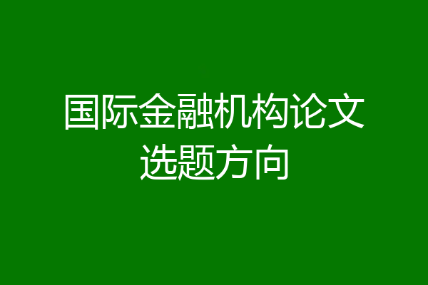 国际金融机构论文选题方向