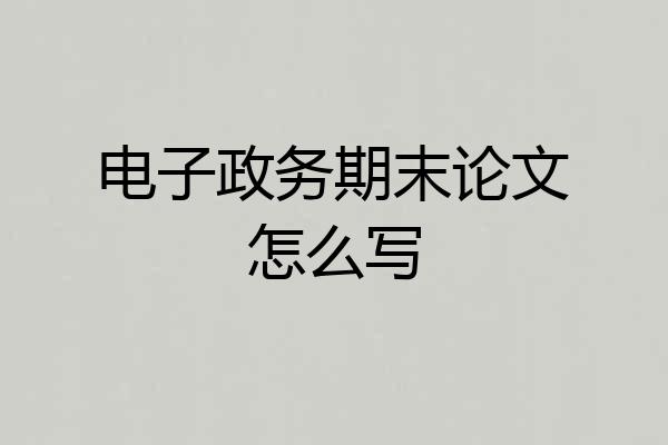 电子政务期末论文怎么写