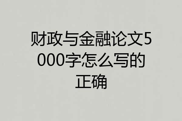 财政与金融论文5000字怎么写的正确