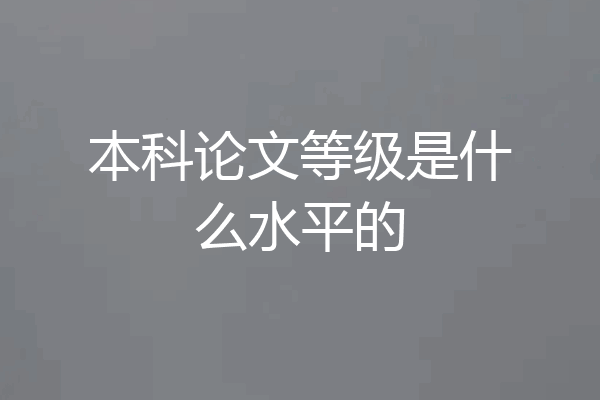 本科论文等级是什么水平的