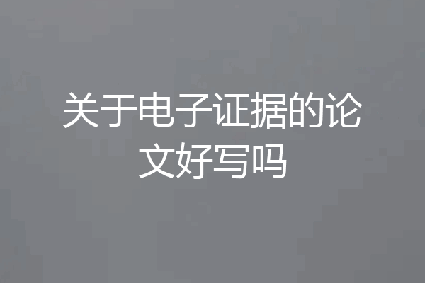 关于电子证据的论文好写吗