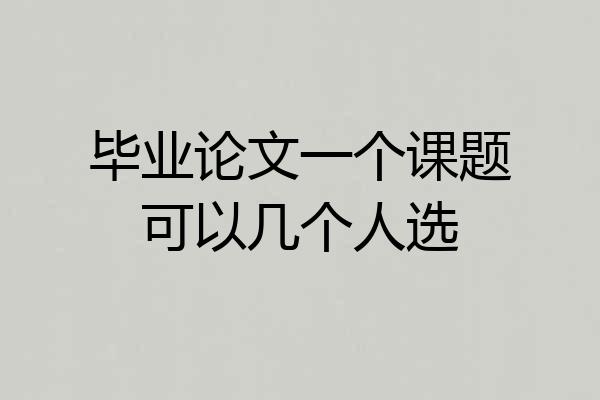 毕业论文一个课题可以几个人选