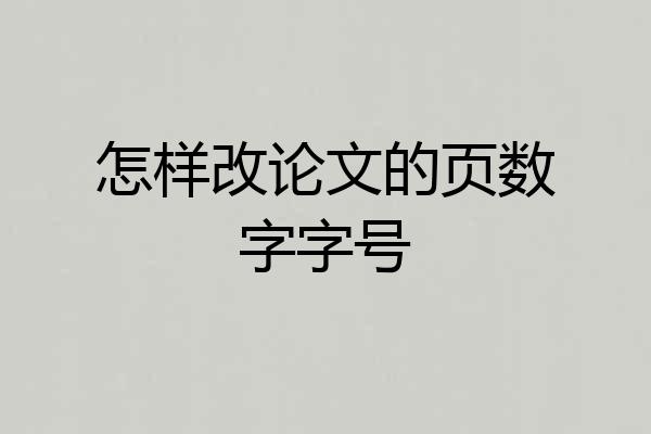 怎样改论文的页数字字号