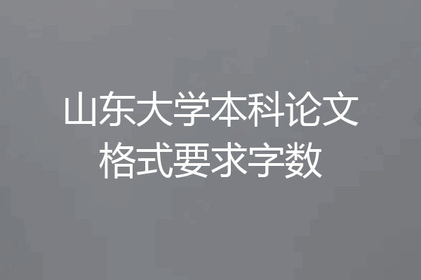 山东大学本科论文格式要求字数