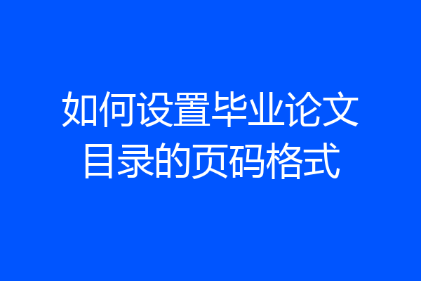 如何设置毕业论文目录的页码格式
