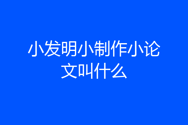 小发明小制作小论文叫什么