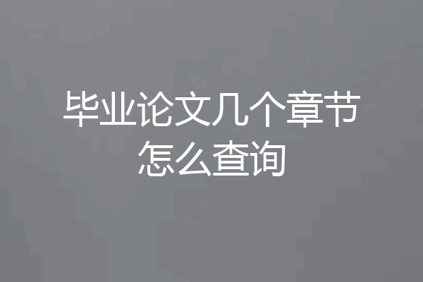毕业论文几个章节怎么查询
