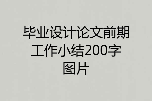 毕业设计论文前期工作小结200字图片