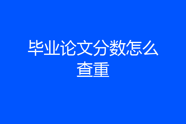 毕业论文分数怎么查重