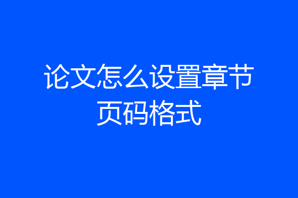 论文怎么设置章节页码格式