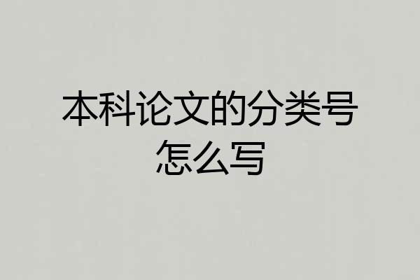 本科论文的分类号怎么写