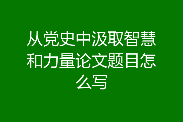 从党史中汲取智慧和力量论文题目怎么写