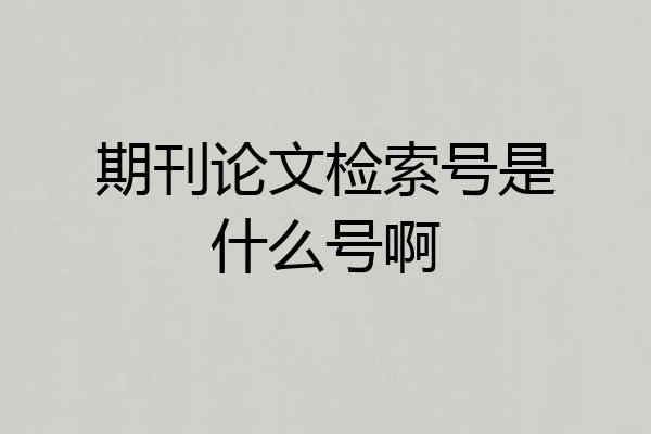 期刊论文检索号是什么号啊