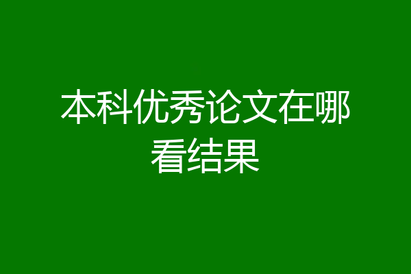 本科优秀论文在哪看结果