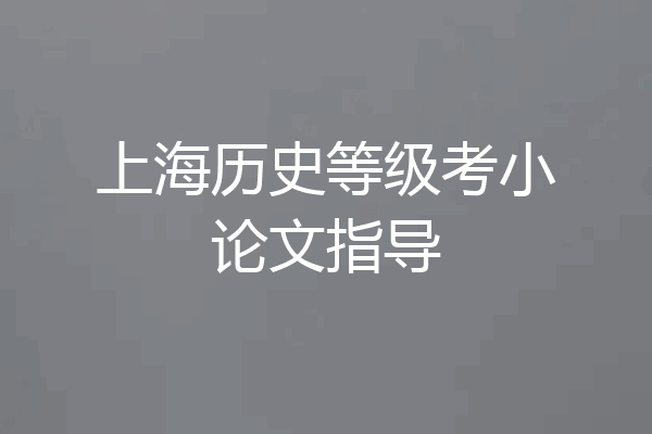 上海历史等级考小论文指导