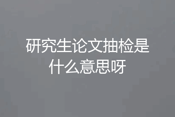 研究生论文抽检是什么意思呀