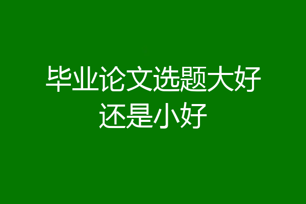 毕业论文选题大好还是小好