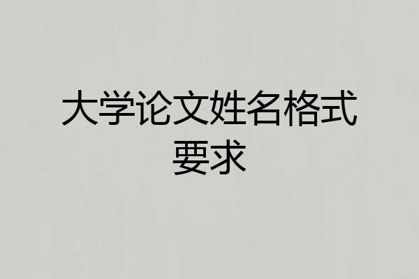 大学论文姓名格式要求