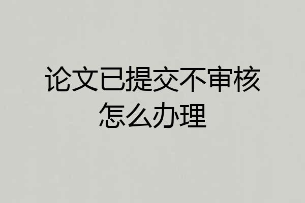 论文已提交不审核怎么办理