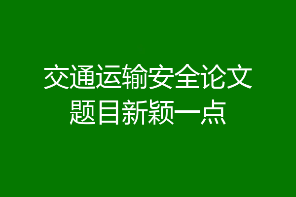 交通运输安全论文题目新颖一点