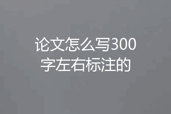 论文怎么写300字左右标注的