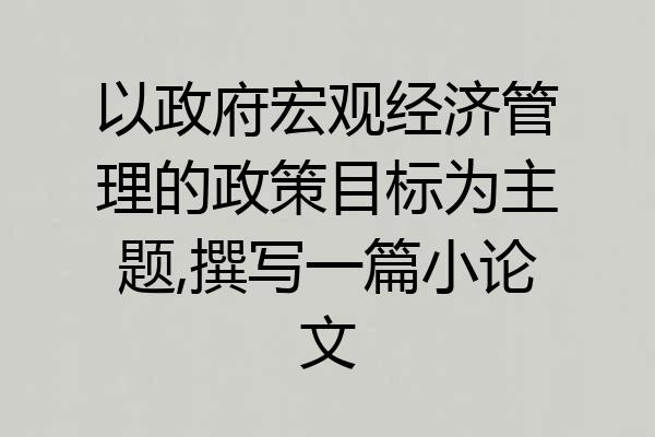 以政府宏观经济管理的政策目标为主题,撰写一篇小论文