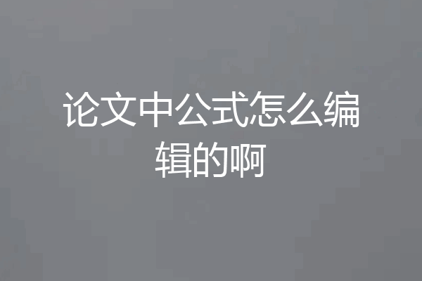论文中公式怎么编辑的啊