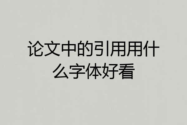 论文中的引用用什么字体好看