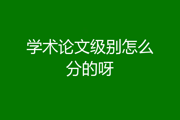 学术论文级别怎么分的呀