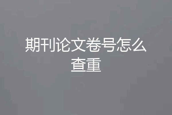 期刊论文卷号怎么查重