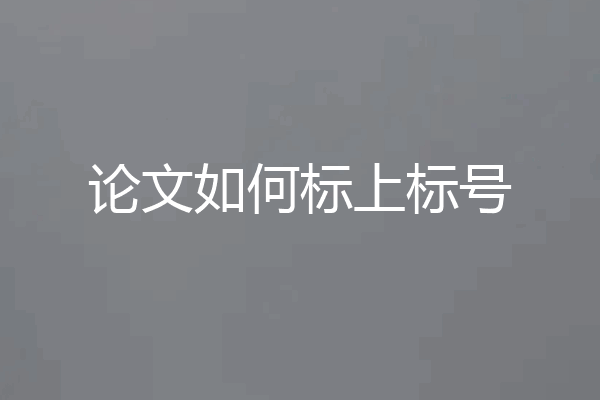 论文如何标上标号