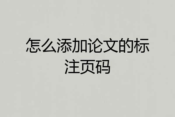 怎么添加论文的标注页码