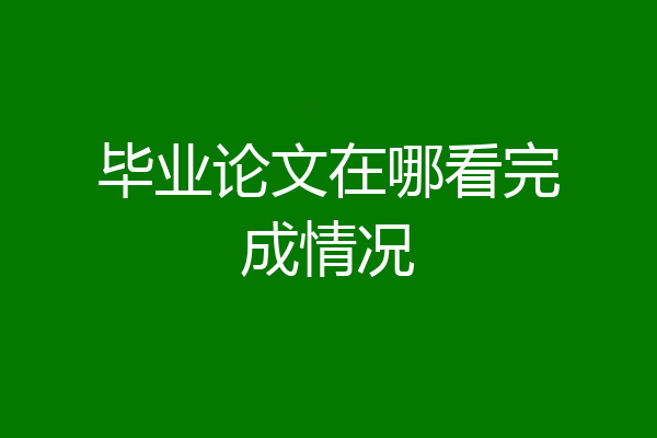 毕业论文在哪看完成情况