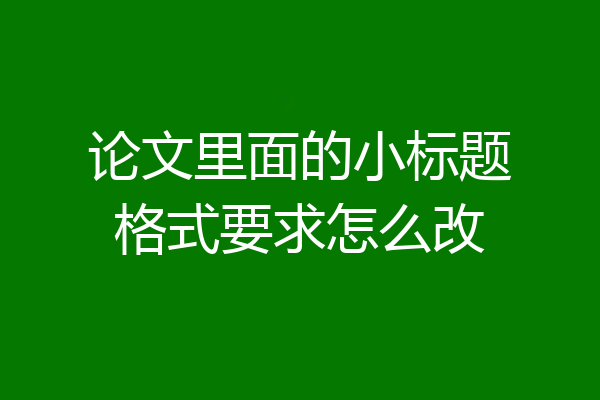 论文里面的小标题格式要求怎么改