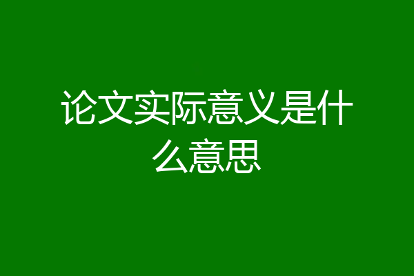 论文实际意义是什么意思